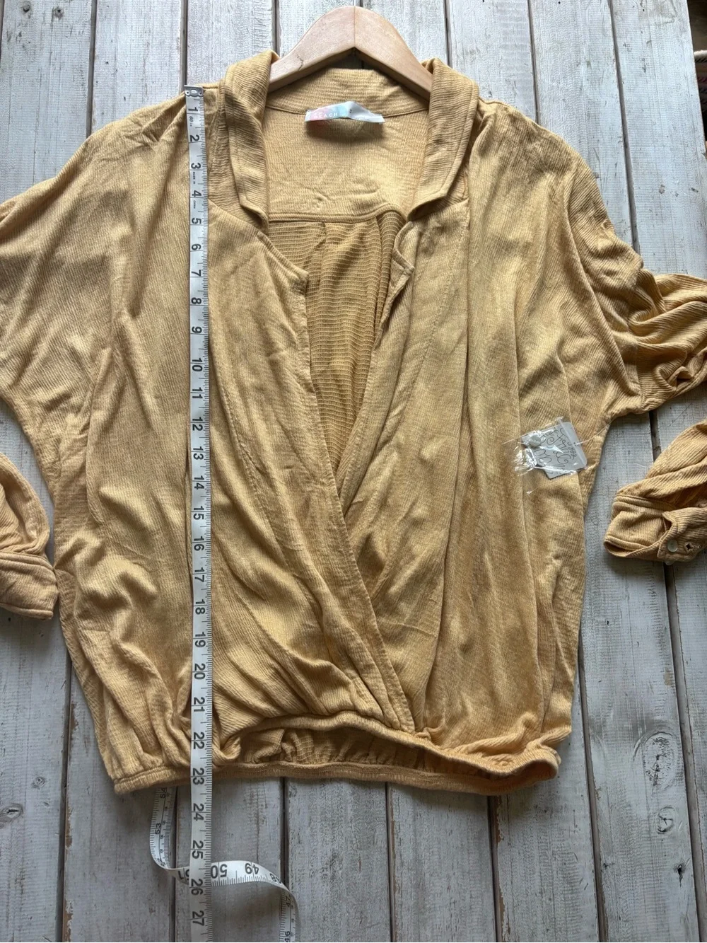 Free People Beach NWT Surplice Waffle Top Light Yellow Size S